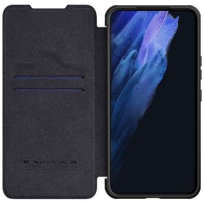 Samsung Galaxy S22+ 5G (SM-S906X) prabangus Nillkin Qin serijos juodas odinis atverčiamas dėklas - knygutė | Priedai.lt