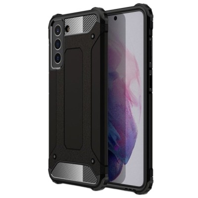 Sustiprintos apsaugos Samsung Galaxy S21 FE (Fan Edition) 5G juodas kieto silikono (TPU) ir plastiko dėklas | Priedai.lt