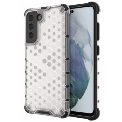 Honeycomb sustiprintos apsaugos Samsung Galaxy S21 FE (Fan Edition) 5G skaidrus kieto silikono (TPU) ir plastiko dėklas | Prieda