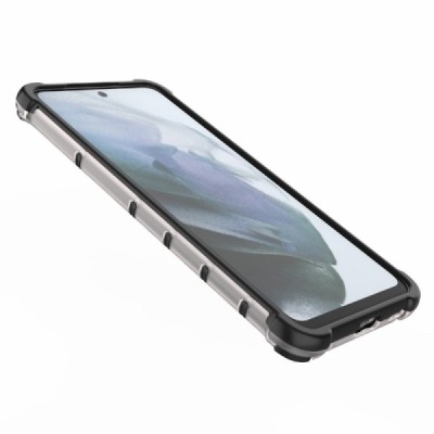 Honeycomb sustiprintos apsaugos Samsung Galaxy S21 FE (Fan Edition) 5G skaidrus kieto silikono (TPU) ir plastiko dėklas | Prieda