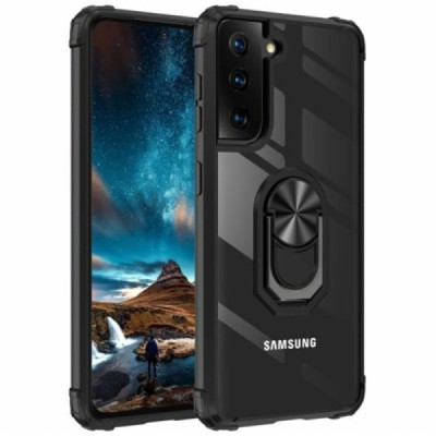 Samsung Galaxy S21 FE (Fan Edition) 5G „Fashion“ Kickstand kieto silikono TPU skaidrus dėklas - nugarėlė | Priedai.lt