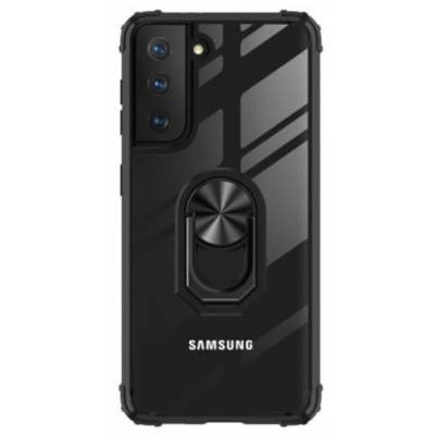 Samsung Galaxy S21 FE (Fan Edition) 5G „Fashion“ Kickstand kieto silikono TPU skaidrus dėklas - nugarėlė | Priedai.lt