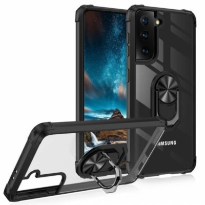 Samsung Galaxy S21 FE (Fan Edition) 5G „Fashion“ Kickstand kieto silikono TPU skaidrus dėklas - nugarėlė | Priedai.lt