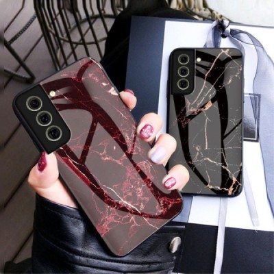 Samsung Galaxy S21 FE (Fan Edition) 5G „Marble“ kieto silikono TPU raudonas dėklas - nugarėlė | Priedai.lt