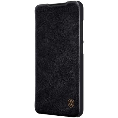 Samsung Galaxy S21 FE (Fan Edition) 5G prabangus Nillkin Qin serijos juodas odinis atverčiamas dėklas - knygutė | Priedai.lt