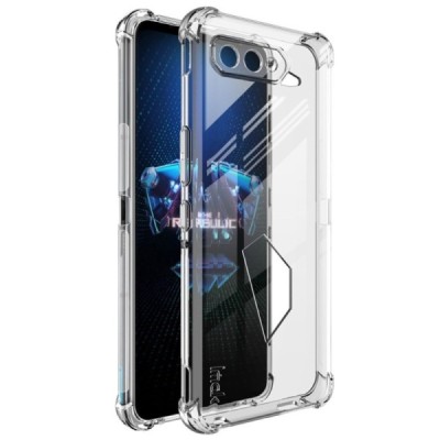 Asus Rog Phone 5 (5s) Imak sustiprintos apsaugos kieto silikono TPU skaidrus dėklas - nugarėlė + apsauginė ekrano plėvelė | Prie