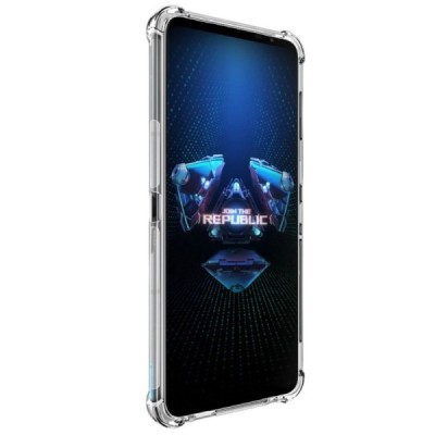 Asus Rog Phone 5 (5s) Imak sustiprintos apsaugos kieto silikono TPU skaidrus dėklas - nugarėlė + apsauginė ekrano plėvelė | Prie