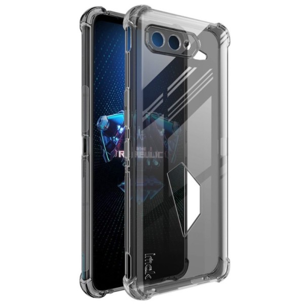 „Imak“ sustiprintos apsaugos kieto silikono skaidrus (TPU) dėklas - pilkas + apsauginė ekrano plėvelė (Rog Phone 5 / 5s)