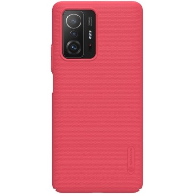 Nillkin Frosted Shield Xiaomi 11T (11T Pro) raudonas plastikinis dėklas | Priedai.lt