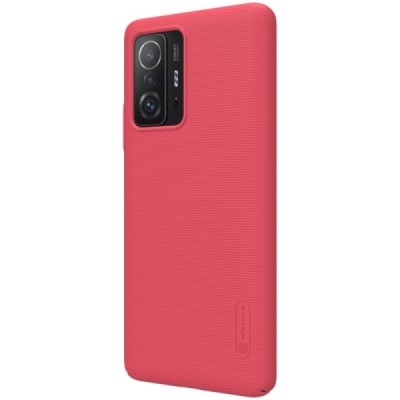 Nillkin Frosted Shield Xiaomi 11T (11T Pro) raudonas plastikinis dėklas | Priedai.lt
