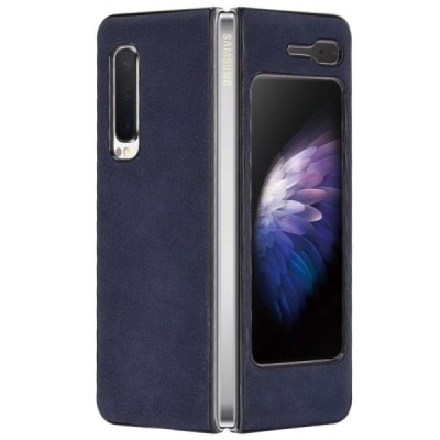 Samsung Galaxy Fold 5G (F907B) Slim Leather mėlynas odinis dėklas - nugarėlė | Priedai.lt