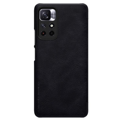 Xiaomi Poco M4 Pro (Redmi Note 11 5G) prabangus Nillkin Qin serijos juodas odinis atverčiamas dėklas - knygutė | Priedai.lt