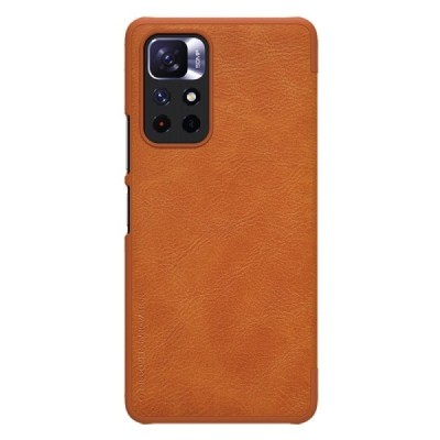 Xiaomi Poco M4 Pro (Redmi Note 11 5G) prabangus Nillkin Qin serijos rudas odinis atverčiamas dėklas - knygutė | Priedai.lt