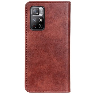 Xiaomi Poco M4 Pro (Redmi Note 11 5G) Solidus rudas odinis atverčiamas dėklas - knygutė | Priedai.lt