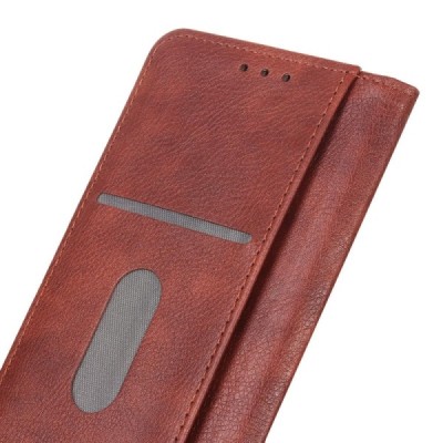 Xiaomi Poco M4 Pro (Redmi Note 11 5G) Solidus rudas odinis atverčiamas dėklas - knygutė | Priedai.lt