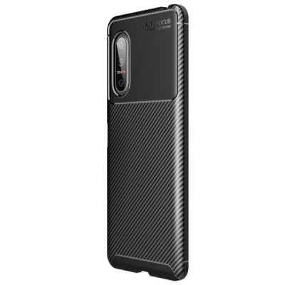 Sony Xperia 5 II „Fiber“ kieto silikono TPU juodas dėklas - nugarėlė | Priedai.lt