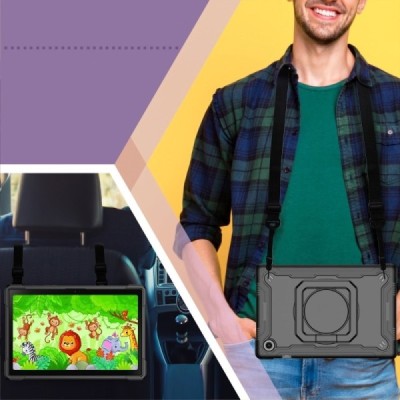 Samsung Galaxy Tab A8 10.5 2021 (X200, X205) sustiprintos apsaugos (360°) juodas dėklas - nugarėlė | Priedai.lt