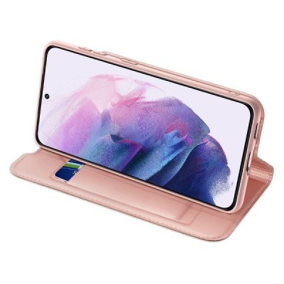 „Dux Ducis“ Skin serijos Samsung Galaxy S22 5G (SM-S901X) rožinis atverčiamas dėklas | Priedai.lt
