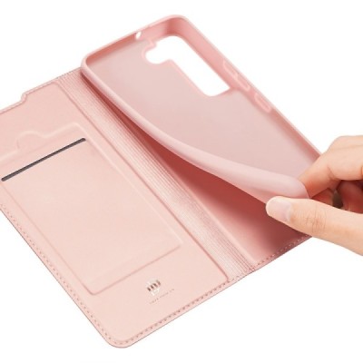 „Dux Ducis“ Skin serijos Samsung Galaxy S22 5G (SM-S901X) rožinis atverčiamas dėklas | Priedai.lt