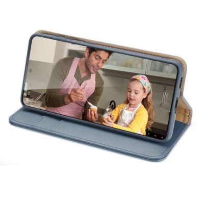 „Dux Ducis“ Hivo serijos Samsung Galaxy S22 5G (SM-S901X) mėlynas odinis atverčiamas dėklas | Priedai.lt