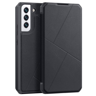 Dux Ducis Skin X serijos Samsung Galaxy S22 5G (SM-S901X) juodas odinis atverčiamas dėklas | Priedai.lt
