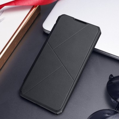 Dux Ducis Skin X serijos Samsung Galaxy S22 5G (SM-S901X) juodas odinis atverčiamas dėklas | Priedai.lt