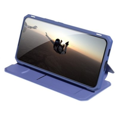 Dux Ducis Skin X serijos Samsung Galaxy S22 5G (SM-S901X) violetinis odinis atverčiamas dėklas | Priedai.lt