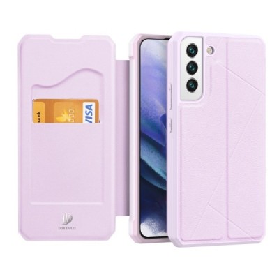 Dux Ducis Skin X serijos Samsung Galaxy S22 5G (SM-S901X) rožinis odinis atverčiamas dėklas | Priedai.lt