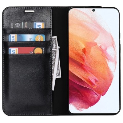 „Deluxe“ Samsung Galaxy S22 5G (SM-S901X) juodas odinis atverčiamas dėklas | Priedai.lt