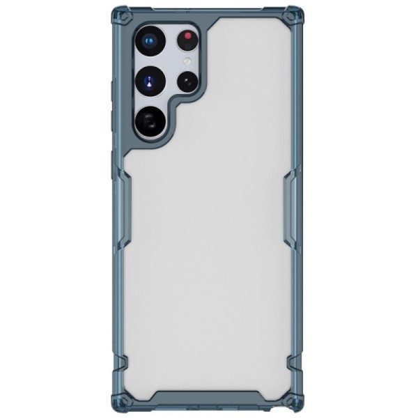 „Nillkin“ Nature TPU Pro sustiprintos apsaugos kieto silikono (TPU) dėklas - skaidrus / mėlynas (Galaxy S22 Ultra 5G)
