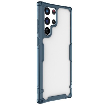 „Nillkin“ Nature TPU Pro Samsung Galaxy S22 Ultra 5G (SM-S908X) skaidrus sustiprintos apsaugos kieto silikono mėlynas dėklas | P