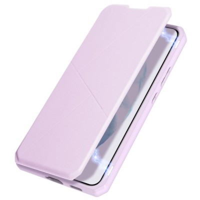 Dux Ducis Skin X serijos Samsung Galaxy S22+ 5G (SM-S906X) rožinis odinis atverčiamas dėklas | Priedai.lt