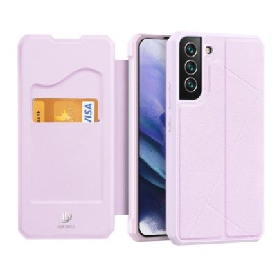 Dux Ducis Skin X serijos Samsung Galaxy S22+ 5G (SM-S906X) rožinis odinis atverčiamas dėklas | Priedai.lt