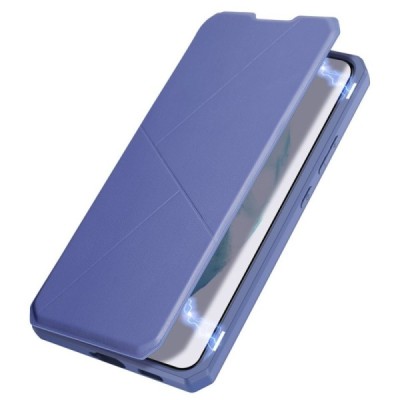 Dux Ducis Skin X serijos Samsung Galaxy S22+ 5G (SM-S906X) mėlynas odinis atverčiamas dėklas | Priedai.lt