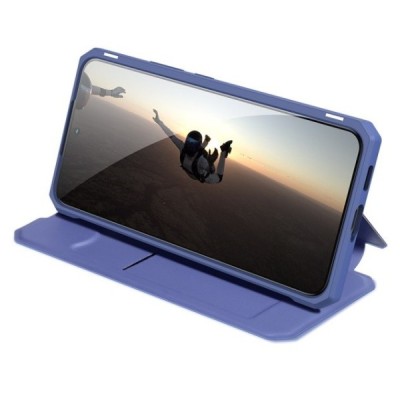 Dux Ducis Skin X serijos Samsung Galaxy S22+ 5G (SM-S906X) mėlynas odinis atverčiamas dėklas | Priedai.lt