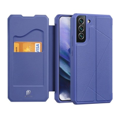 Dux Ducis Skin X serijos Samsung Galaxy S22+ 5G (SM-S906X) mėlynas odinis atverčiamas dėklas | Priedai.lt