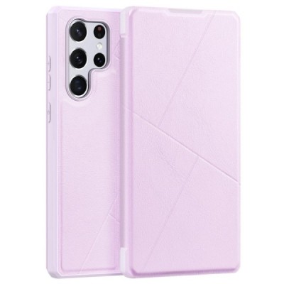 Dux Ducis Skin X serijos Samsung Galaxy S22 Ultra 5G (SM-S908X) rožinis odinis atverčiamas dėklas | Priedai.lt