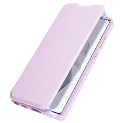 Dux Ducis Skin X serijos Samsung Galaxy S22 Ultra 5G (SM-S908X) rožinis odinis atverčiamas dėklas | Priedai.lt
