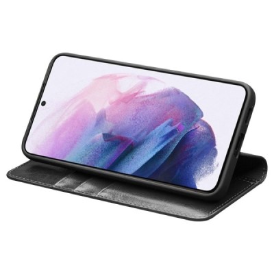 Samsung Galaxy S22 5G (SM-S901X) „QIALINO“ atverčiamas juodas odinis dėklas - knygutė | Priedai.lt