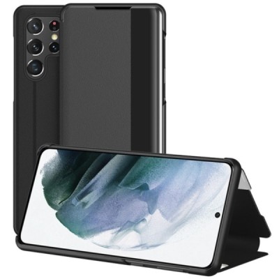 Samsung Galaxy S22 Ultra 5G (SM-S908X) View Line juodas atverčiamas dėklas - knygutė | Priedai.lt