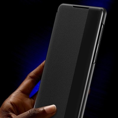 Samsung Galaxy S22 Ultra 5G (SM-S908X) View Line juodas atverčiamas dėklas - knygutė | Priedai.lt