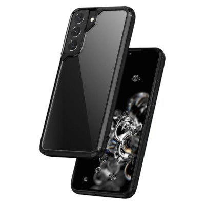 Samsung Galaxy S22+ 5G (SM-S906X) „IPAKY“ Royal silikoninis skaidrus permatomas dėklas su juodu rėmeliu | Priedai.lt