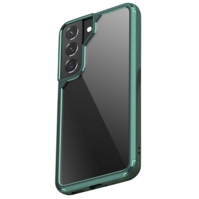 Samsung Galaxy S22 5G (SM-S901X) „IPAKY“ Royal silikoninis skaidrus permatomas dėklas su žaliu rėmeliu | Priedai.lt