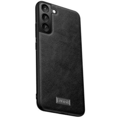 „Sulada“ Leather Samsung Galaxy S22+ 5G (SM-S906X) juodas odinis dėklas - nugarėlė | Priedai.lt