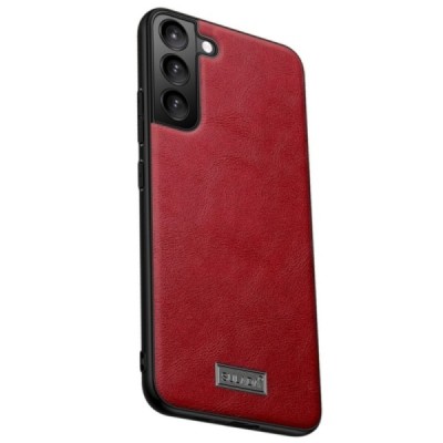 „Sulada“ Leather Samsung Galaxy S22 5G (SM-S901X) raudonas odinis dėklas - nugarėlė | Priedai.lt