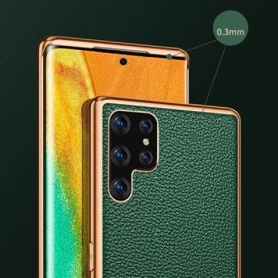 „Sulada“ Litchi Samsung Galaxy S22 Ultra 5G (SM-S908X) žalias odinis dėklas - nugarėlė | Priedai.lt