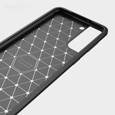 Samsung Galaxy S22+ 5G (SM-S906X) „Carbon“ kieto silikono TPU juodas dėklas - nugarėlė | Priedai.lt