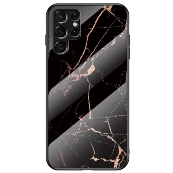 „Marble“ kieto silikono (TPU) dėklas - juodas / auksinis (Galaxy S22 Ultra 5G)