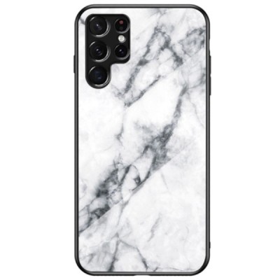 Samsung Galaxy S22 Ultra 5G (SM-S908X) „Marble“ kieto silikono TPU baltas dėklas - nugarėlė | Priedai.lt