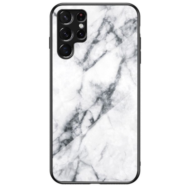 „Marble“ kieto silikono (TPU) dėklas - baltas (Galaxy S22 Ultra 5G)